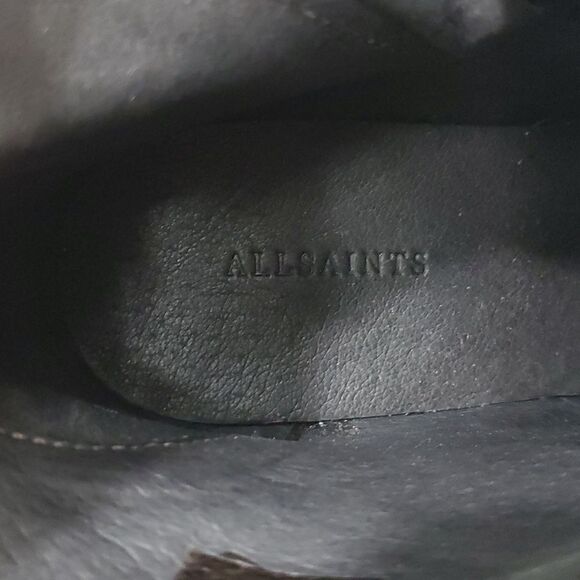All Saints Jules Heeled Boot Black Leather Harness Stacked Block Heel Size 7 - Picture 12 of 13